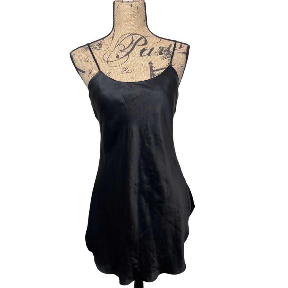 Vintage Gold Label 100% Silk Victoria’s Secret Black Slip Dress